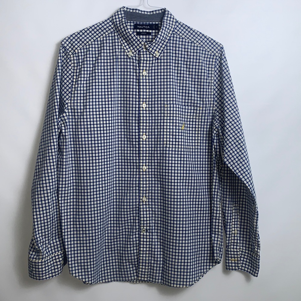 NÁUTICA men’s plaid blue dress shirt
